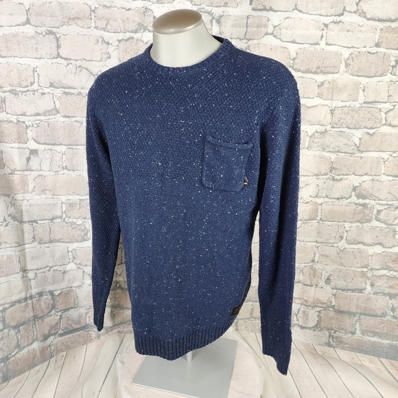 Quicksilver Cotton Wool Crewneck Pullover Sweater Speckled Yarn Navy Size Large - Picture 5 of 15